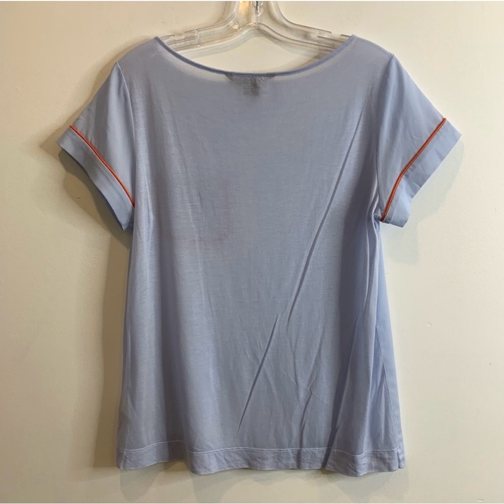 French Connection Blue Tee with Tangerine Accents - Picture 2 of 5